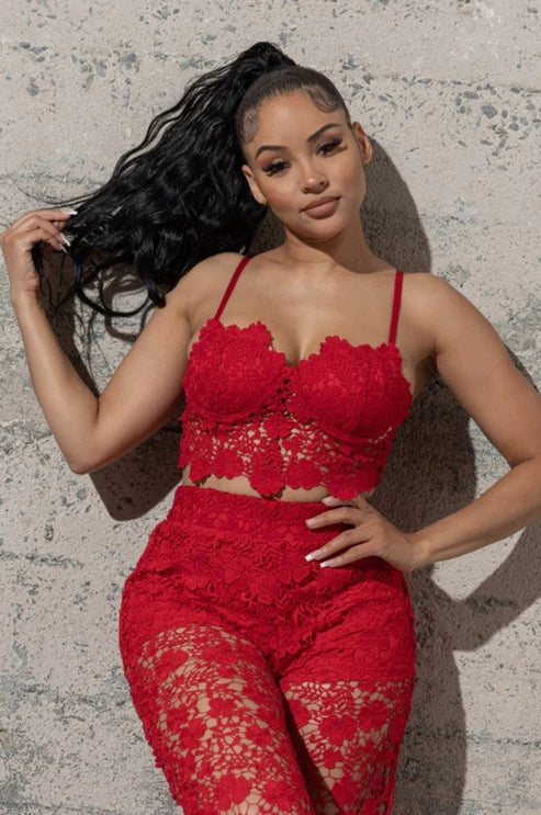 Kamo Lace Top And Pants Set