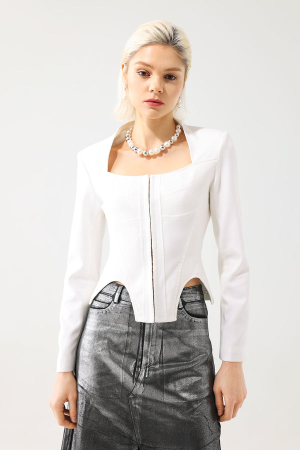 Tazeda Square-Cut Collar Top