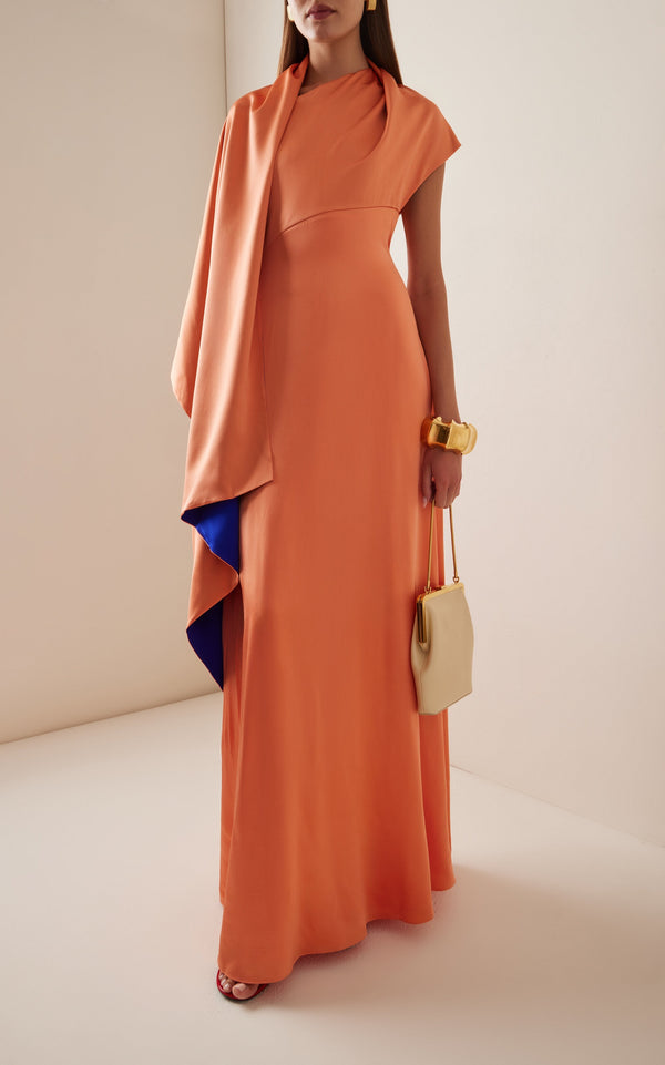 Pilar Draped Gown Orange