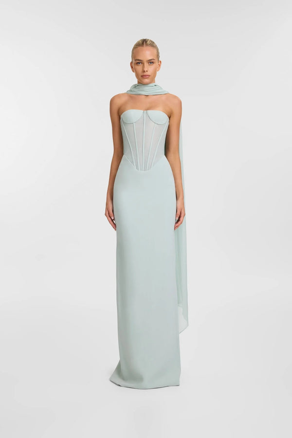 Sleeveless Off Shoulder Halter Tie Slit Maxi Dress