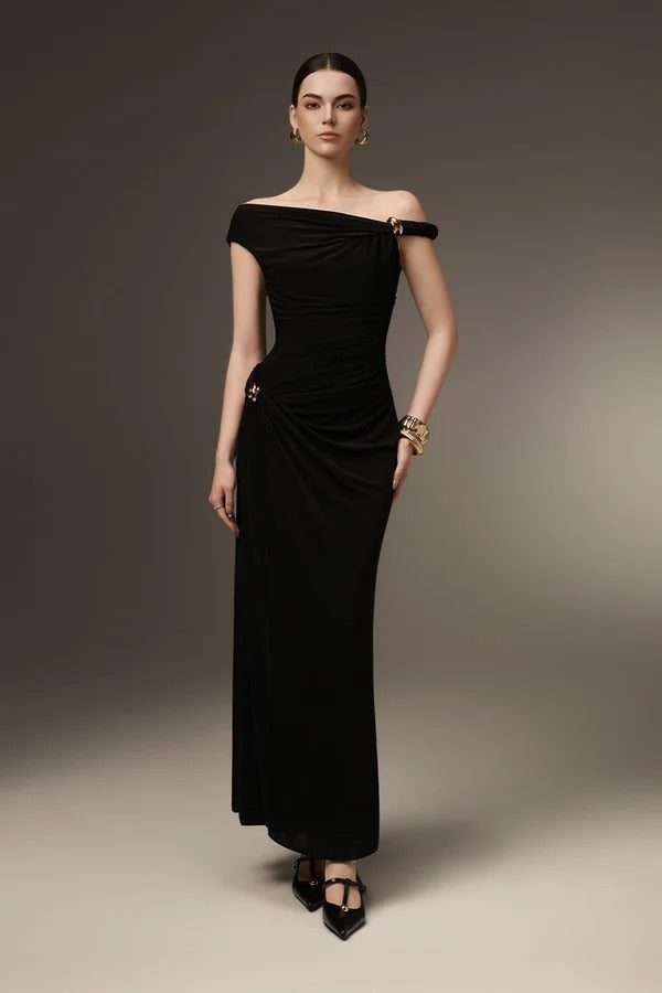 Sleeveless Twist Ruched Maxi Dress