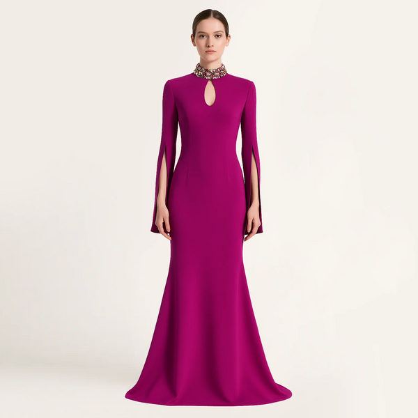 Kaelia Bead Maxi Dress in Purple